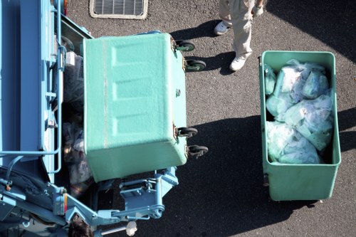 Street-level commercial recycling bins in Islington district